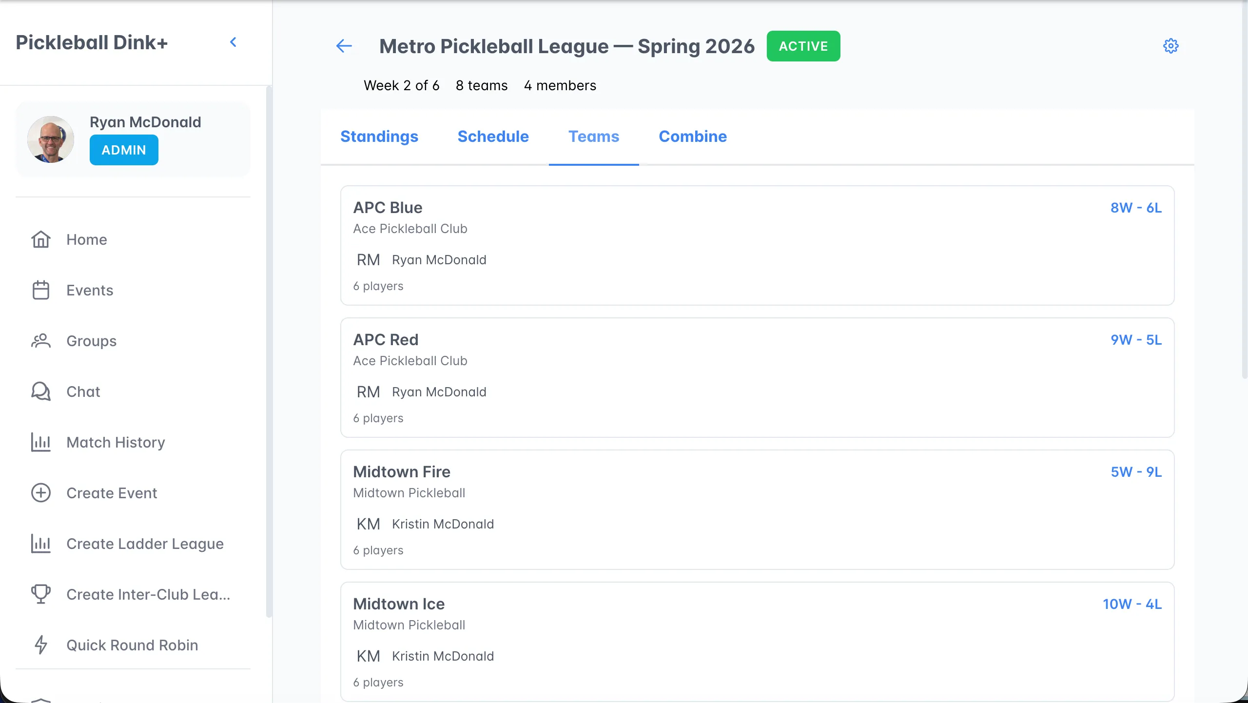 Teams tab