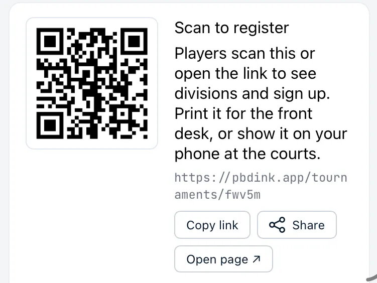 The Scan to register card with its QR code