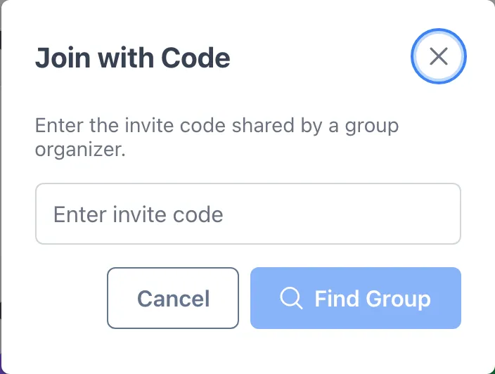 The Join with Code dialog